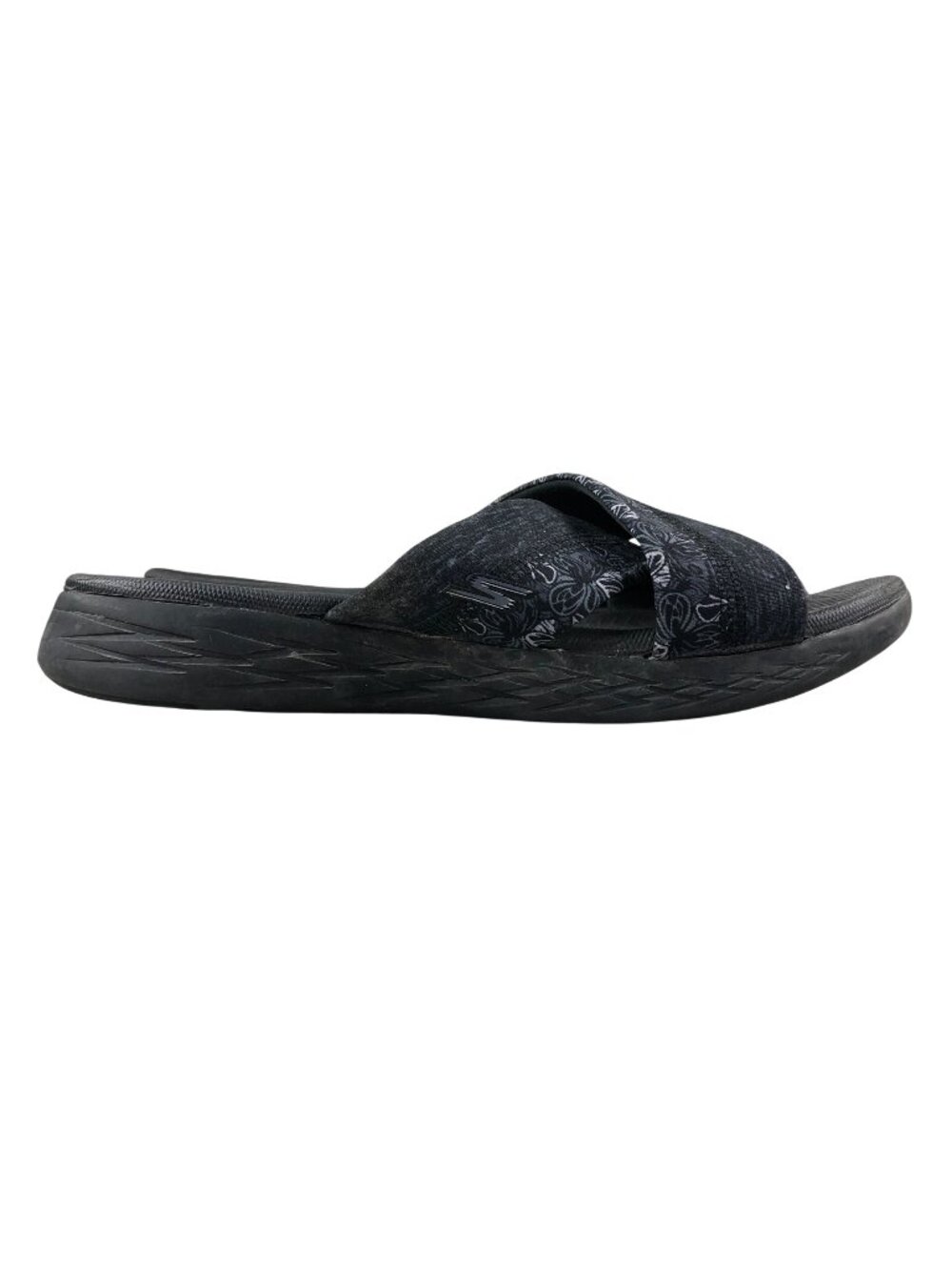 Skechers Women's 10 On The Go Monarch Black Grey Slip On GogaMax Sandals 15306